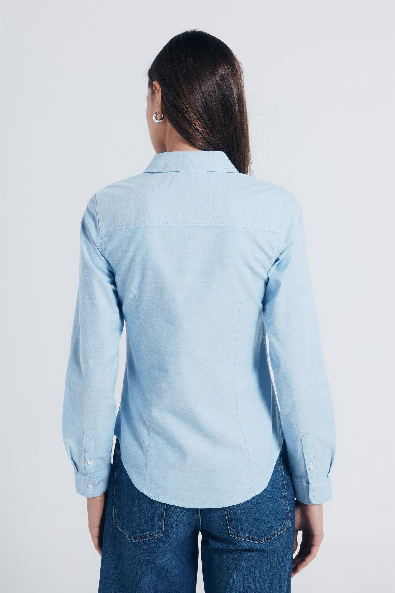 SPRINGFIELD Damen Oxford Shirt In Cotton and Spandex. Embroided Logo. Hemd, blau, 38