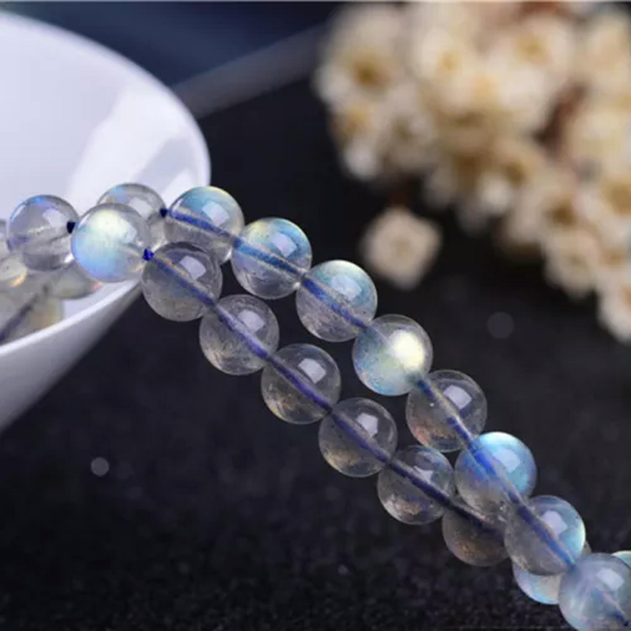 Pierre de lune grise naturelle 6mm pour création de bijoux uniques