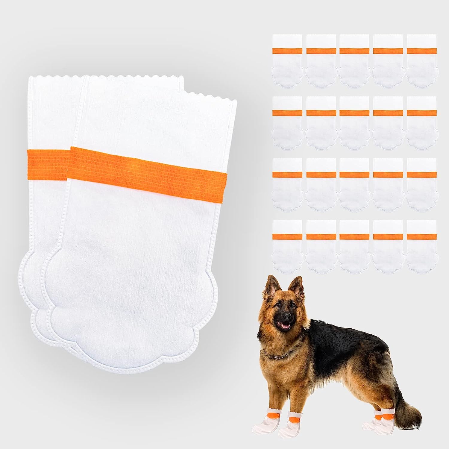 Azonee Disposable Dog Shoes, Waterproof Dirt-Proof Outdoor Dog Rain Boots, with Adjustable Straps, for Paw Protection, for Small to Medium Large Dogs, 20Pcs, Large