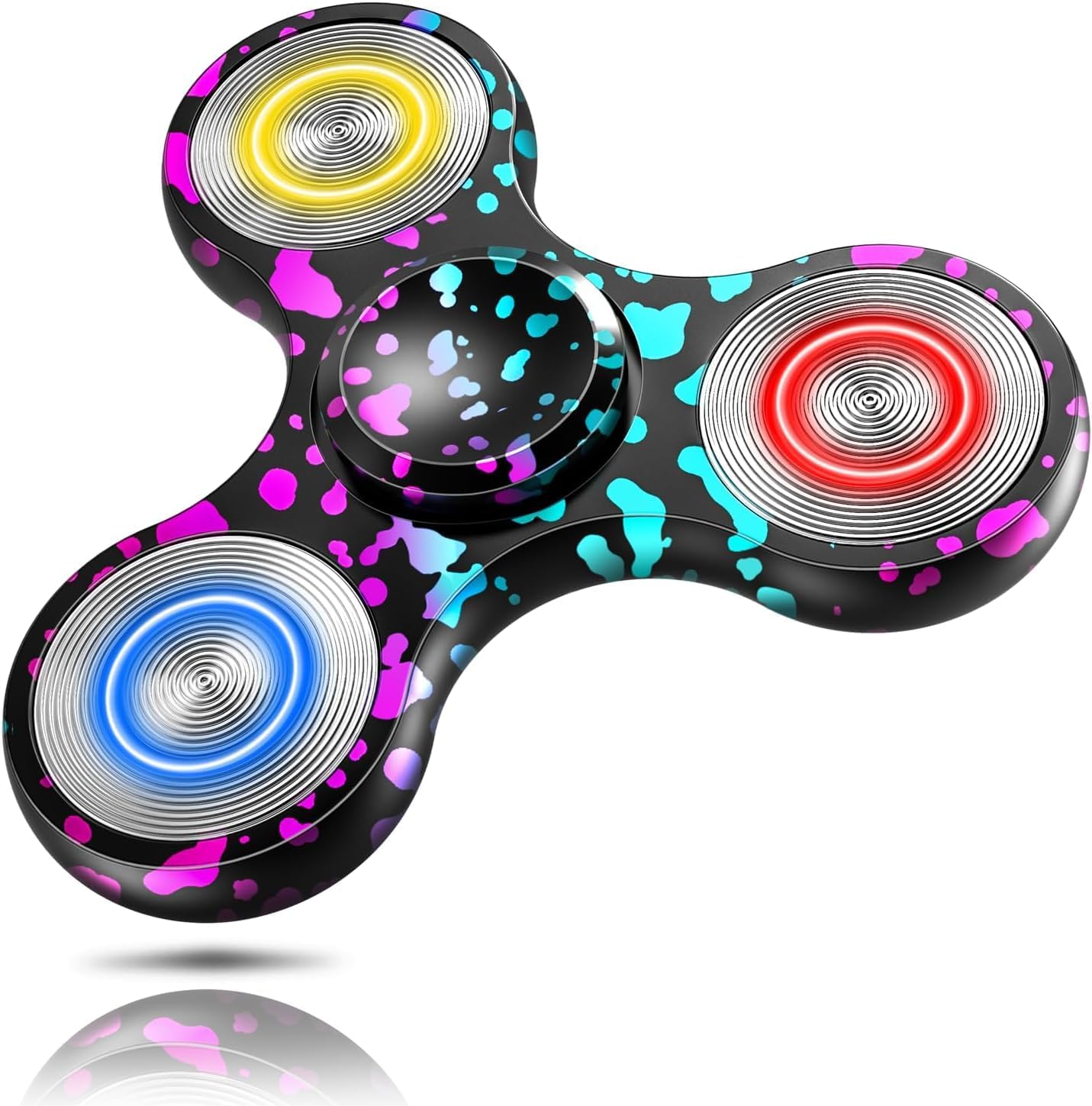 ATESSON Metal Fidget Spinner Toys for Adults Kids Fidget Toys for Kids 8-12 with LED Lights High-Speed Stainless Steel Bearing Silent Light Up Fidget Spinners with Fluorescent