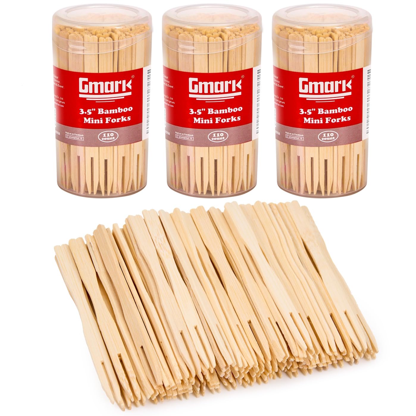 Gmark Premium Thick & Sturdy Natural Bamboo Double Prongs Mini Forks 3.5 Inch 110pc, Fruit Picks/Cocktail Forks/Party Forks/Buffet Forks/Cocktail Picks for Appetizer, Cocktail, Pastry GM1031A — Amazon image 10