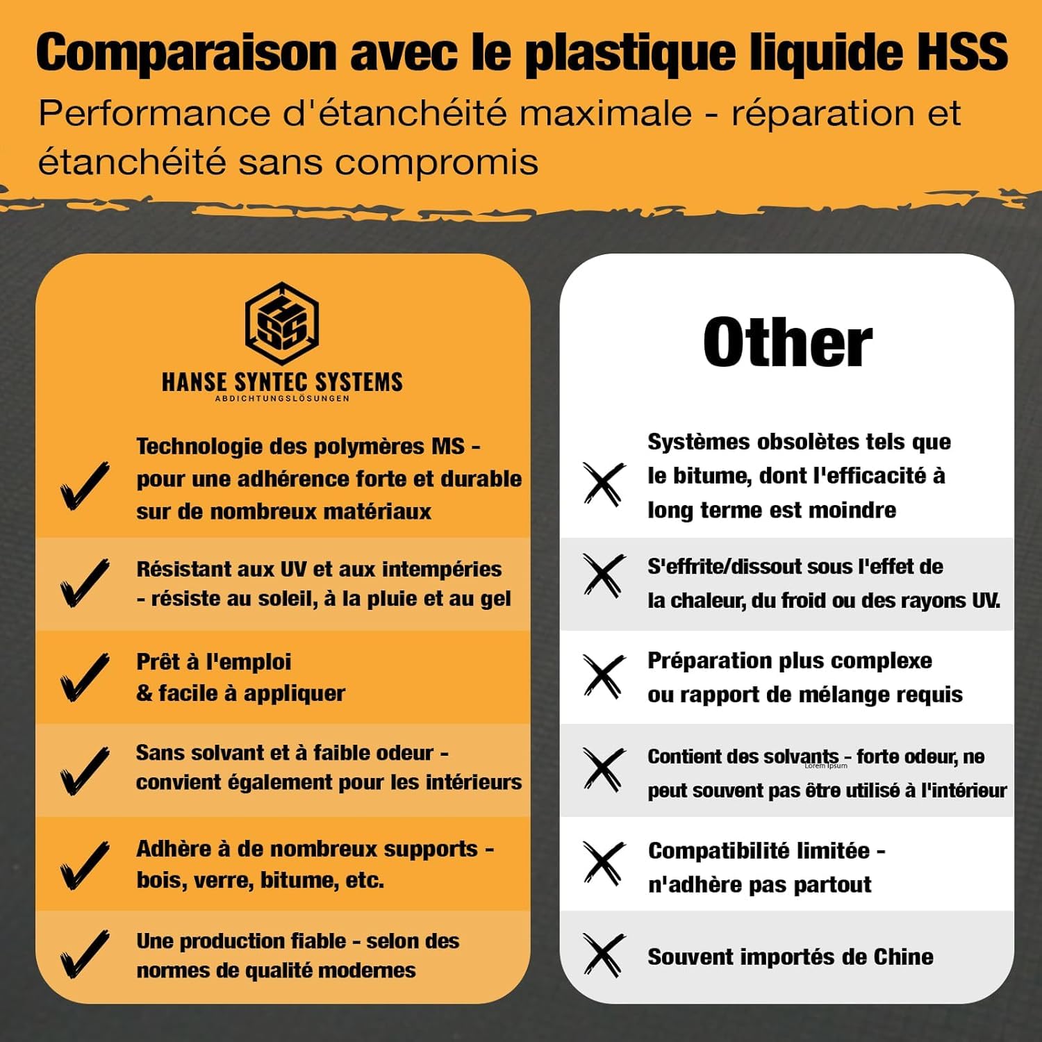 HSS - Kit de impermeabilización para techos, membrana líquida, cepillo y no tejido (blanco, 1 kg)