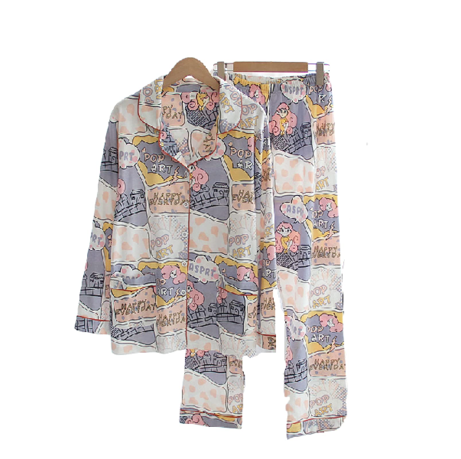 Pyjamas pour femmes en maille tricotée ensemble de nuit manches longues taille XL