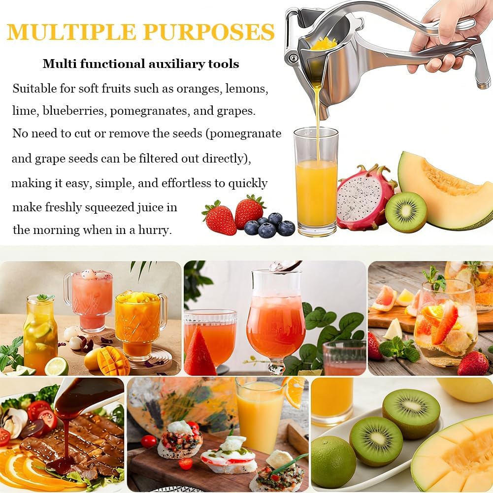 Hand Juicer Stainless Steel, Manual Lemon Squeezer for Orange 304 Stainless Steel Aluminum Alloy, Lime, Grapefruit Non-Slip Grip, Easy to Clean Hand Press Juice Extractor (cerise)