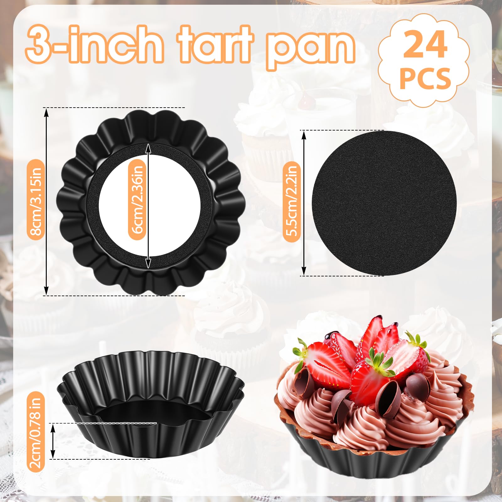 Mini-Kuchenformen mit abnehmbarem Boden, rund, antihaftbeschichtet, Quicheform, Backgeschirr, Ei, Tarte-Formen, geriffelte Seite, kleine Quichepfannen, Stahl, Mini-Kuchenformen für Kuchen, Mousse