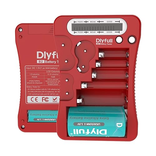 Dlyfull Probador de batería, pantalla LCD, comprobador universal de batería para pilas AA AAA C D 9V CR2032 CR123A CR2 CRV3 2CR5 CRP2 1.5V3V pilas