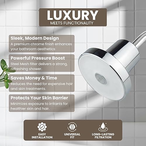 Miniatura 3 de Cabezal de ducha filtrado  Filtro de ducha de alta presión para agua dura, mejora la salud del cabello y la piel, minimiza la pérdida de cabello,