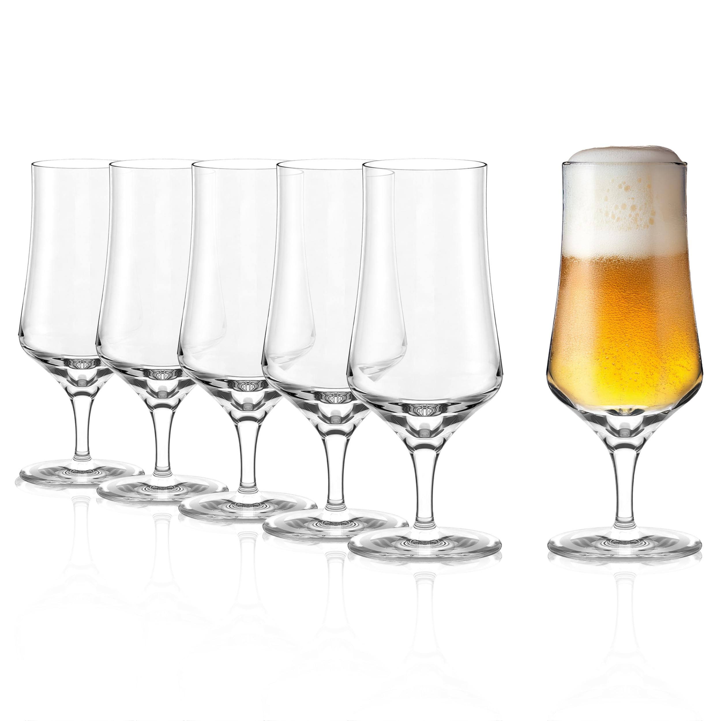 Stölzle Lausitz Vasos de Cerveza 6x 400 ml – Elegantes Vasos Tulipa de Cristal sin Plomo – Ideales para Pils y Lager – Aptos para Lavavajillas – Calidad Alemana con Diseño Clásico y Duradero
