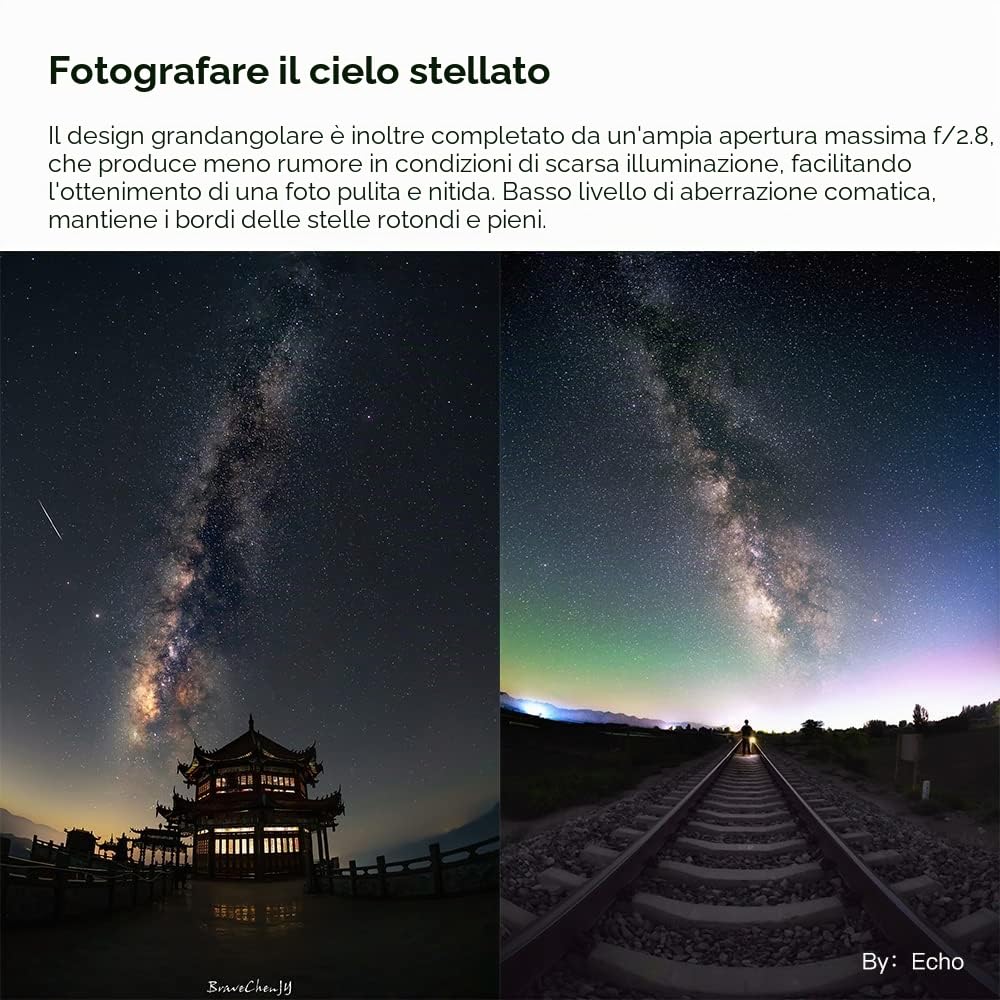 TT Artisan Fisheye - Obiettivo 11 mm f 2.8, compatibile con Sony E Mount ultra grandangolare per formato full frame in alloggiamento in alluminio, angolo di visione 180 gradi, Nero