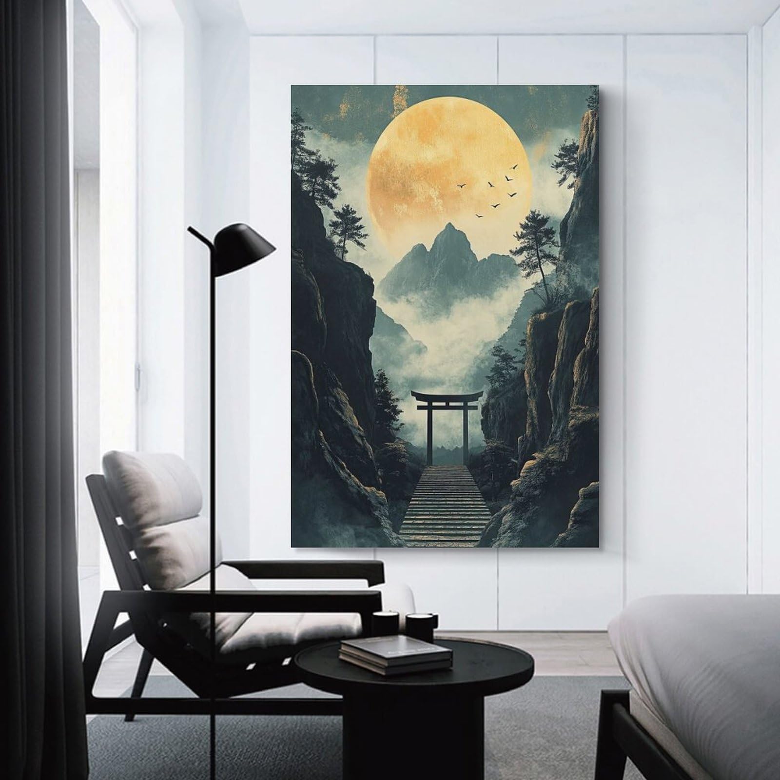 Junmoney Japanese Mountain Gate Wall Decor Canvas Print, 08x12inch(20x30cm), for Wall Displays, Bedrooms Or Room Updates, Wall Decor Suited to Curated Displays