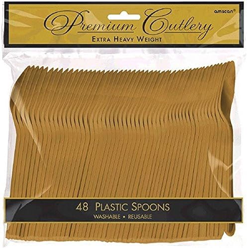 Miniatura 1 de Amscan Gold Premium - Cucharas de plástico de peso pesado paquete de 48