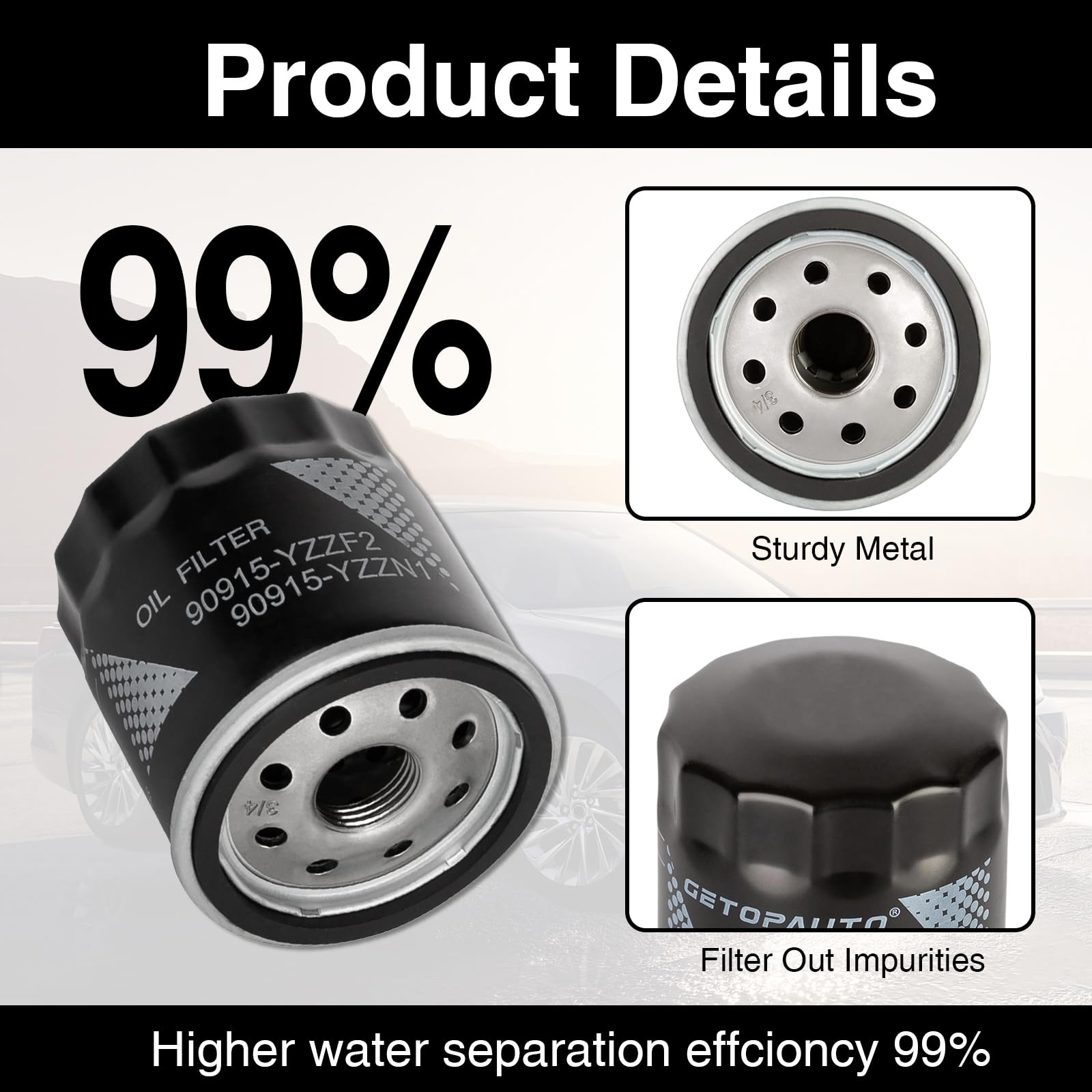 3PCS 90915-YZZN1 Engine Oil Filters with Drain Plug Washers