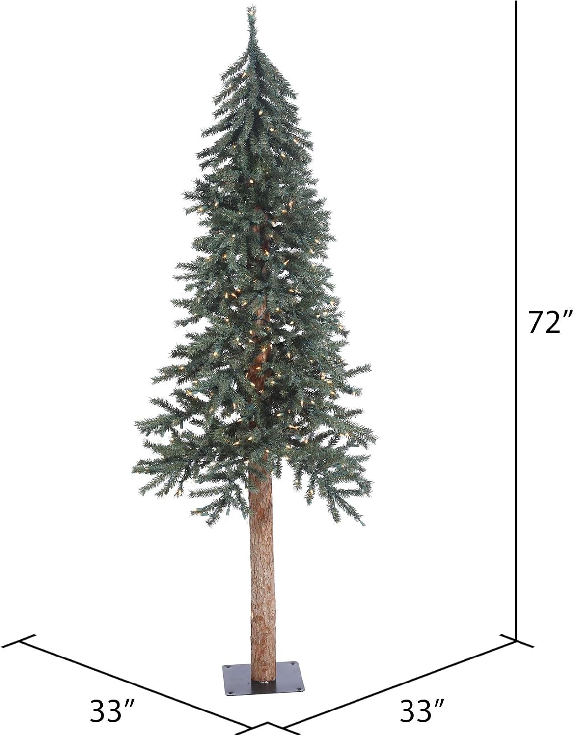Vickerman 6' Tall Natural Bark Alpine Artificial Christmas Tree, 250 Warm White Italian LED Mini Lights, Faux Christmas Tree, Seasonal Indoor Home Decor