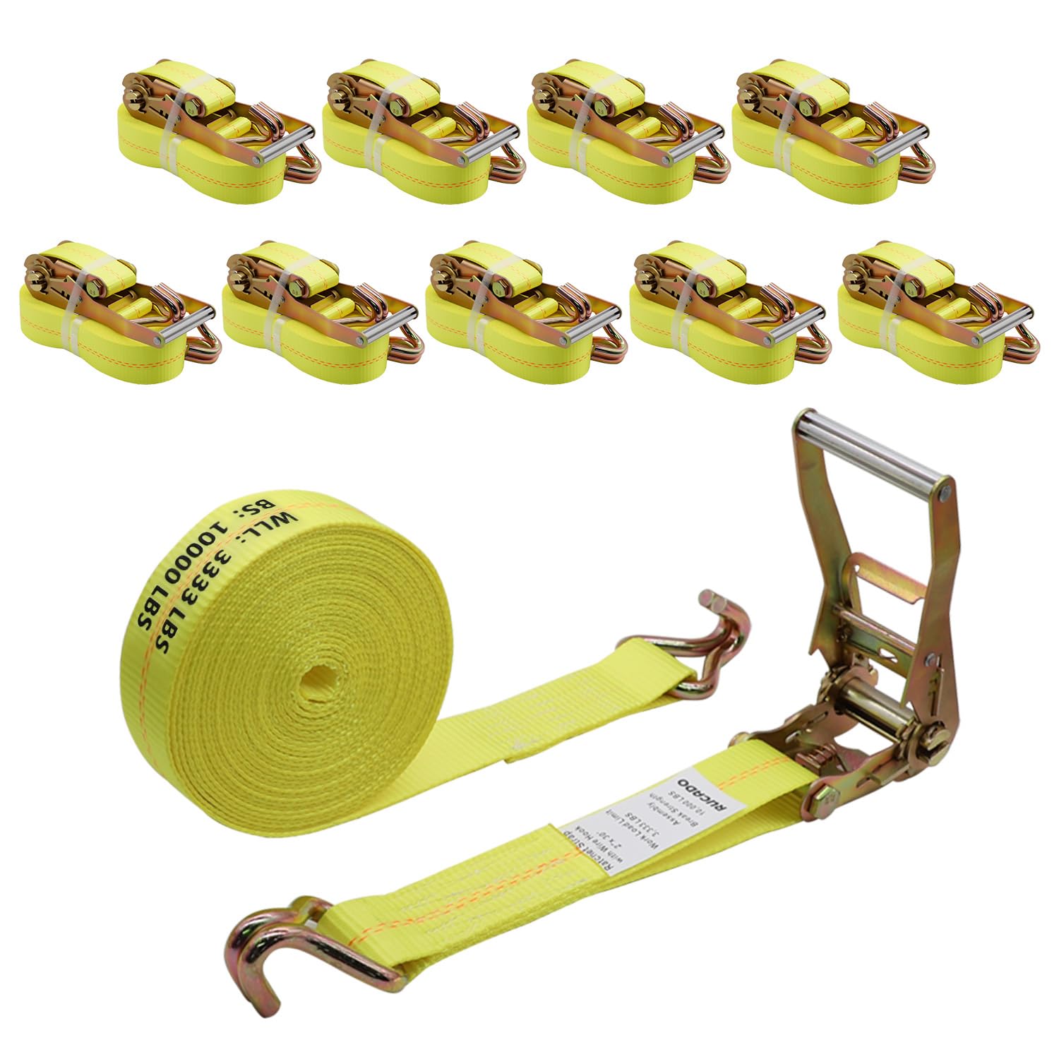 Photo 1 of Rucado Heavy Duty Ratchet Straps - 10 Pack, 10,000 lbs Breaking Strength