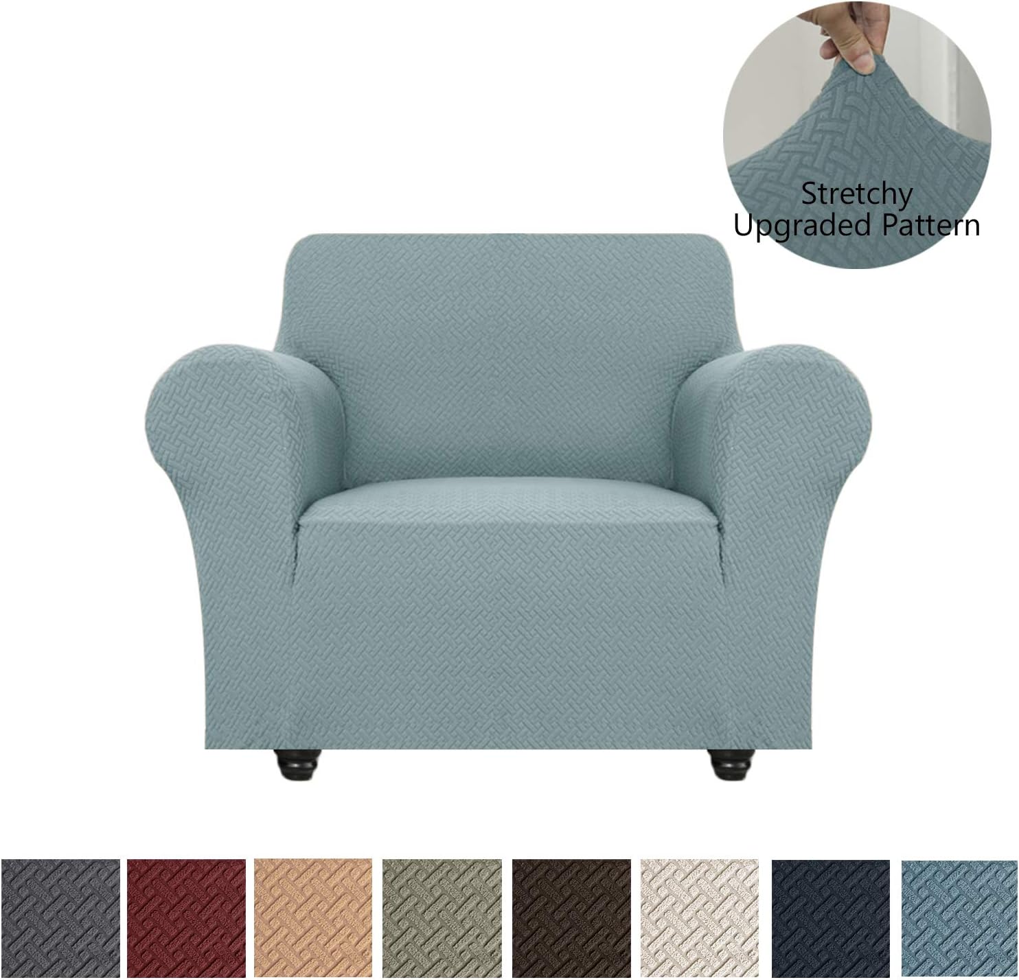 Obytex Stretch Chair Cover Polyester and Spandex Upgrade Pattern Couch Covers Dog Cat Pet Slipcovers Furniture Protectors，Machine Washable (Stoneblue, Chair)