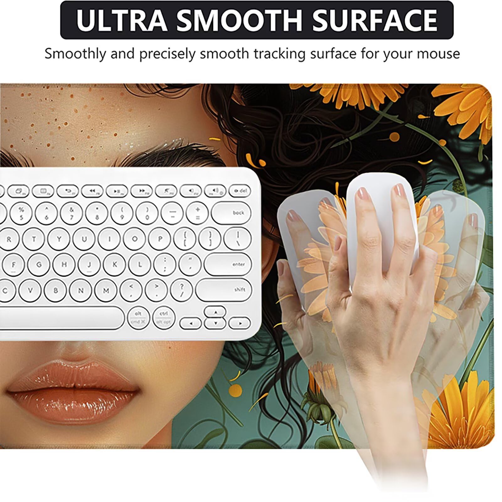 Mujer Alfombrilla Ratón Gaming XXL 1500x800 mm, Alfombrilla Gaming Amarillo Mousepad con Base de Goma Antideslizante Impermeable Desk Mat para Teclado y Raton Accesorios Gaming, Regalos de Hombre E-1