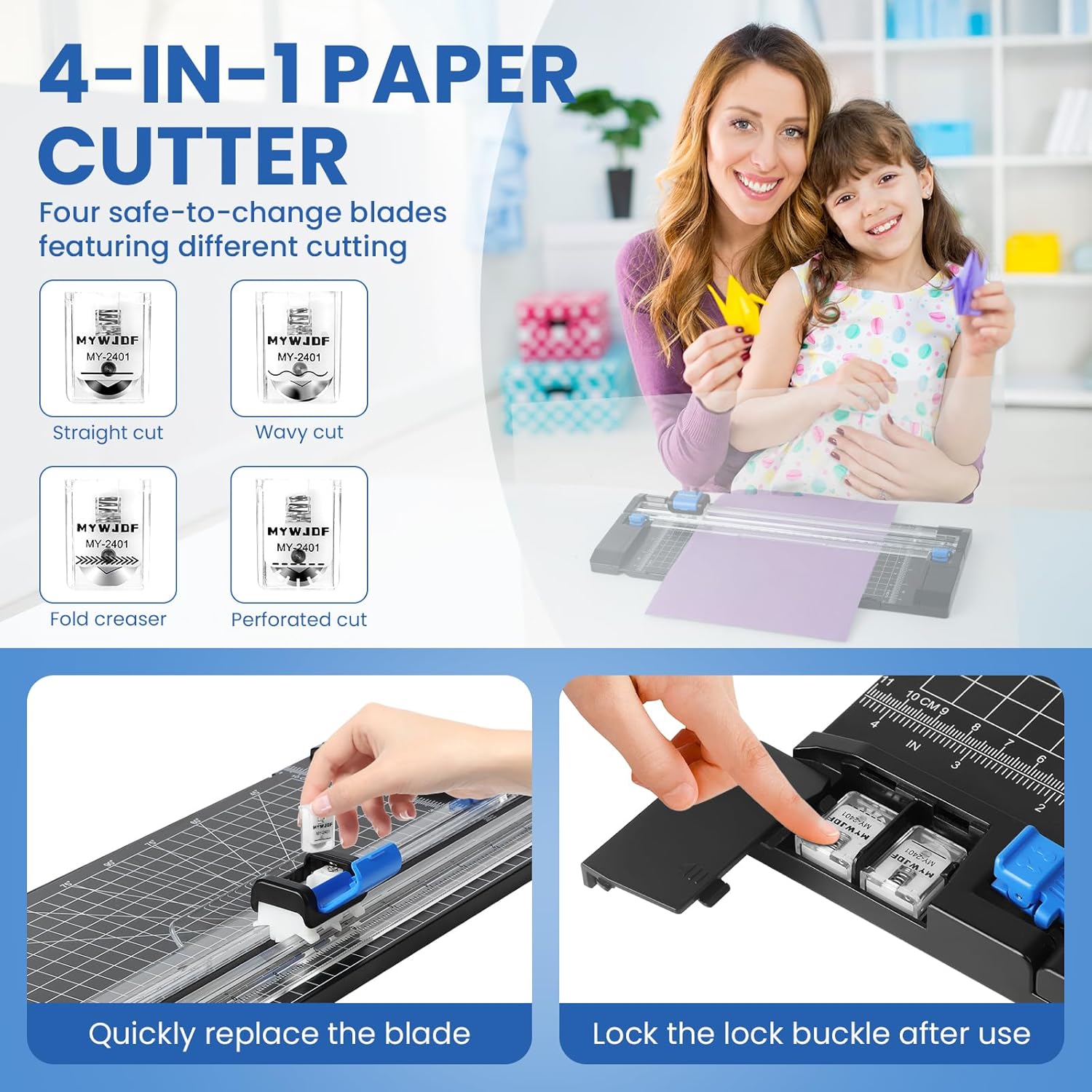 Paper Cutter Personal Rotary Trimmer Paper Trimmer Paper Cutter for cardstock withAutomatic Security Safeguard and Side Ruler for Craft Paper, Coupon, Label and Cardstock,12 inch Black Paper Cutters
