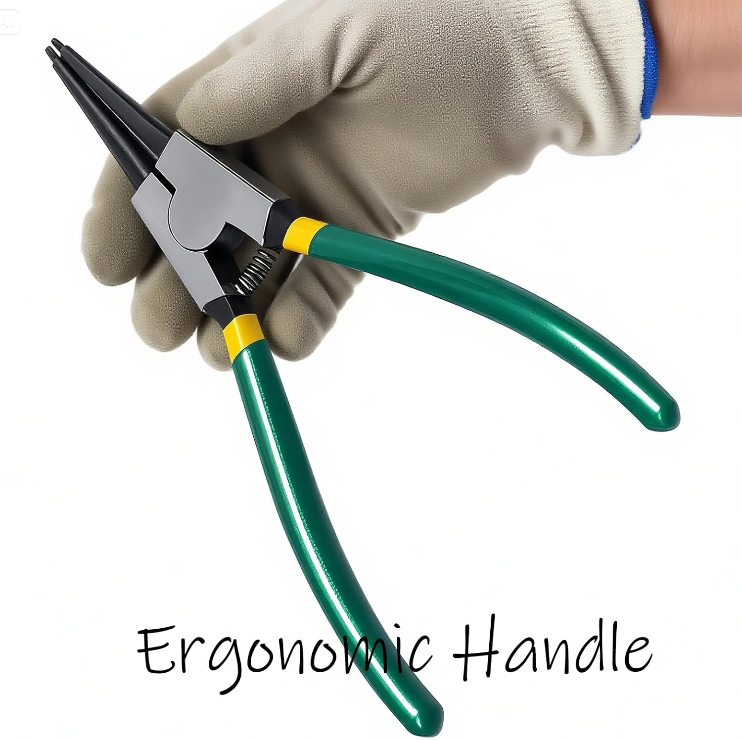 Straight External Snap Ring Pliers 7 inch,Internal Spring,Anti-Rust,Head Size:0.07".