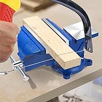 Vista 2 de Tornillo de banco resistente de 6 pulgadas, base giratoria de 360° con abrazadera de yunque de acero fundido, abrazadera de mesa tornillo de banco