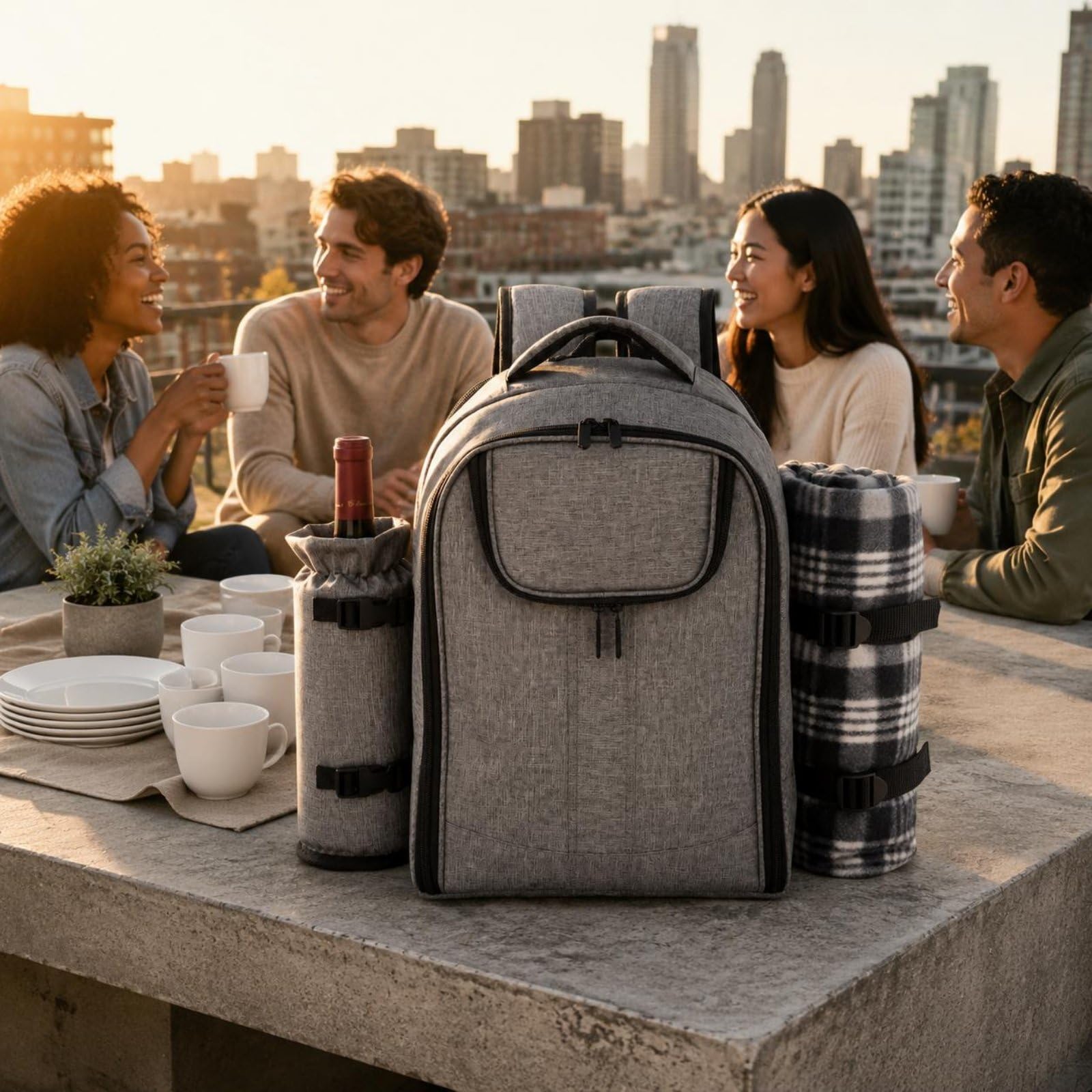 Zaino Isolante Porta Pranzo Picnic Borsa Termica Contenitore Utensili Funzione Termoregolatrice Materiali Diversi Facilità Trasporto Adatto per Picnic