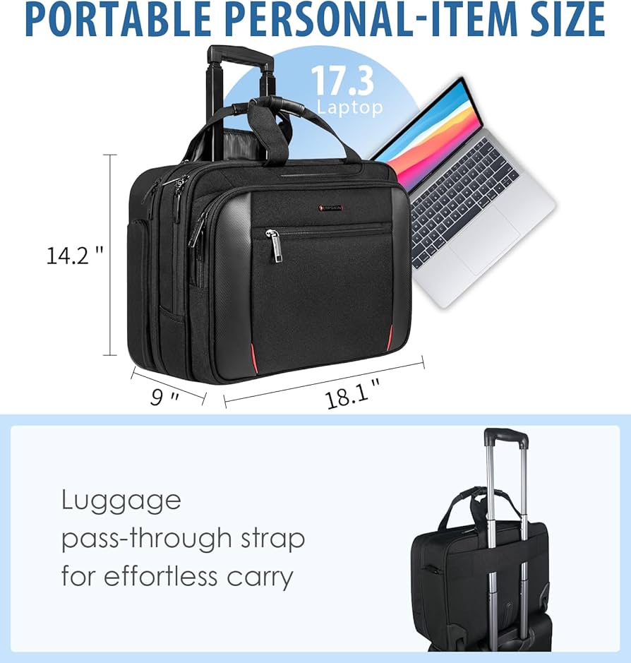 Amazon.com: EMPSIGN Rolling Briefcase Laptop Bag,17.3 Amazon.com: EMPSIGN Rolling Briefcase Laptop Bag,17.3