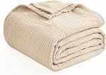 EMME Couverture en coton King Taille pour lit doux Muslin Blankets 108"x90" Légère couche respirante couvre-lit toute la saison