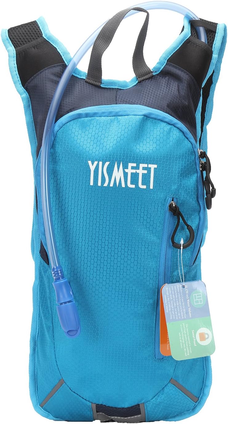 Hydration Pack Backpack with 2 Liter / 70 Oz Water Bladder Rucksack Bag - UltraLight Pouch Packs Fit For Men, Women and Kids - Great For- Outdoor Biking, Running, Hiking, Climbing, and Hunting