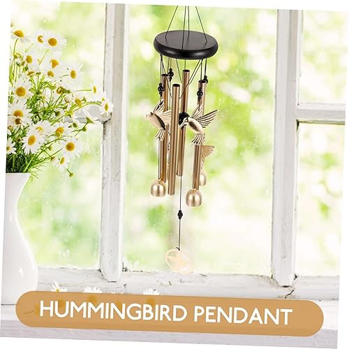 Miniatura 8 de Campana de viento de colibrí para decoración al aire libre, tubos de aluminio, campana colgante de jardín para patio, campanillas de viento