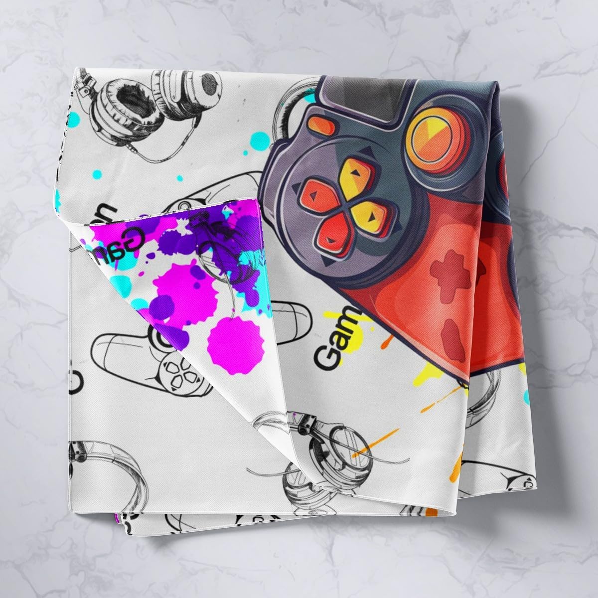 Homewish Cartoon Gamepad Tapestry,Colorful Graffiti Gamepad Wall Hanging Art,Video Games Wall Blanket for Kids Boys Girls Teens Room Decor,Fashion Gamer Porch Hangings,59.1x59.1 image 2