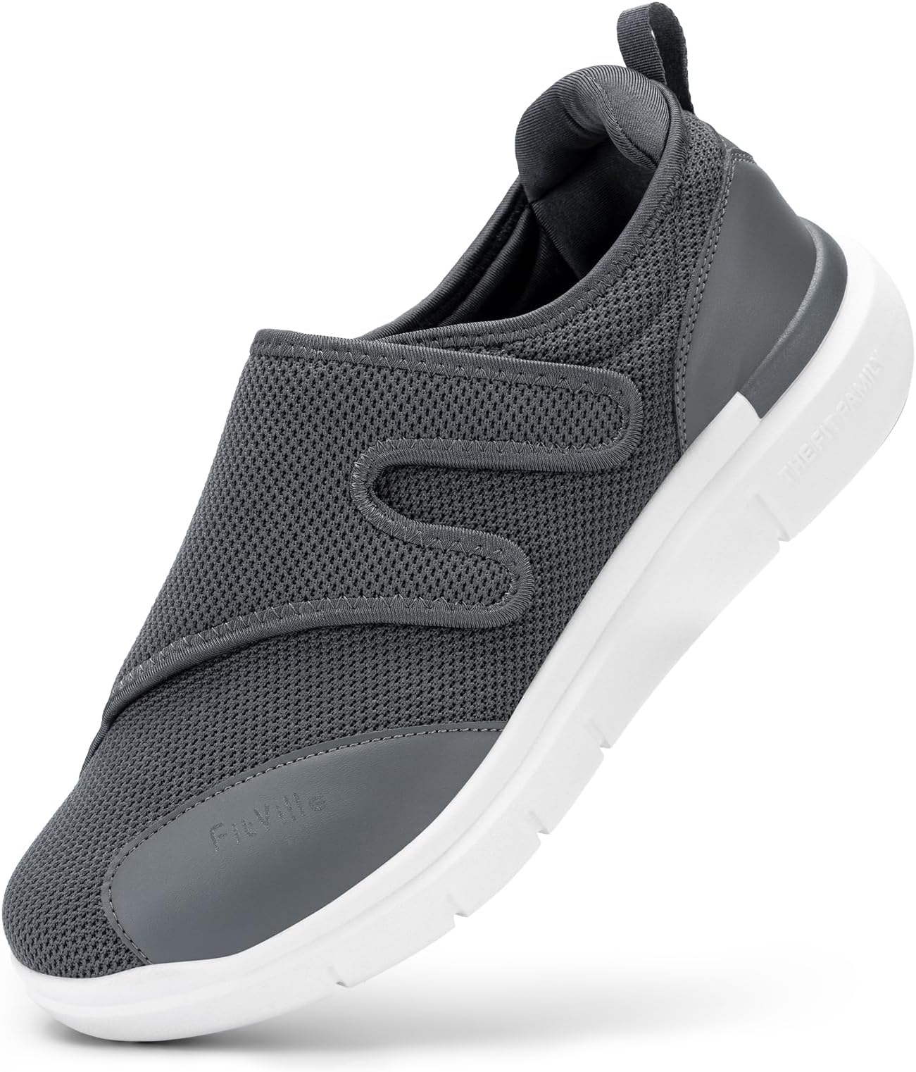 FitVille Men's Nursing Shoes, Wide, Lightweight, 6E, 4E, 2E, Elderly Shoes, Adjustable, Easy to Put on, Rehabilitation Shoes, Elderly Shoes, Comfortable, Breathable, Knee Friendly, Velcro