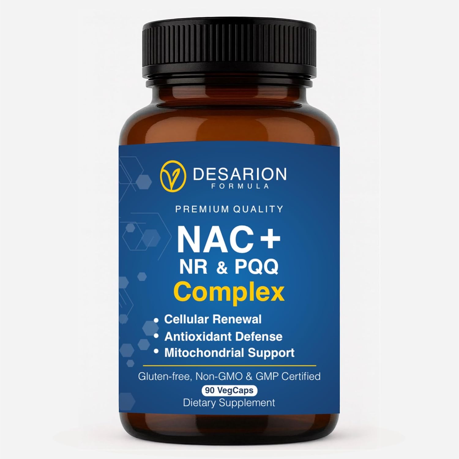 NAC+ NR & PQQ Complex 600mg NAC 300mg Nicotinamide Riboside 10mg PQQ Mitochondrial & Antioxidant Support 90 Veg Capsules
