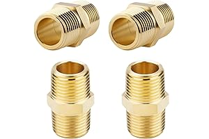 4PCS Hex Nipple 1/2” NPT x 1/2” NPT Male Solid Brass Pipe Fitting