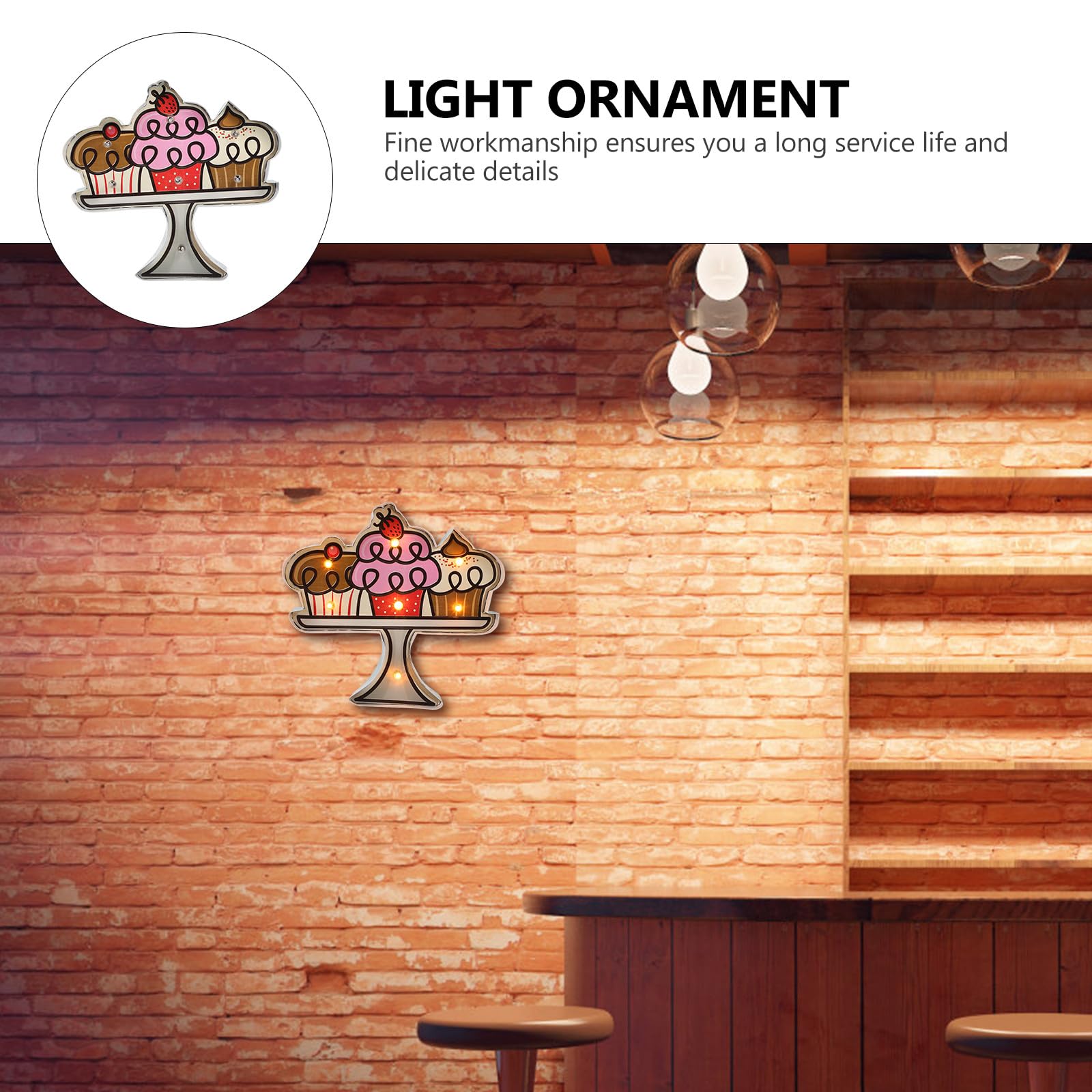 SOLUSTRE Retro LED Wandleuchte Kuchenform aus Metall Blinkendes LED Wandlicht für Bar Café und Wohnraumdekoration Kompakte Leuchtende Wanddekoration ohne Batterie