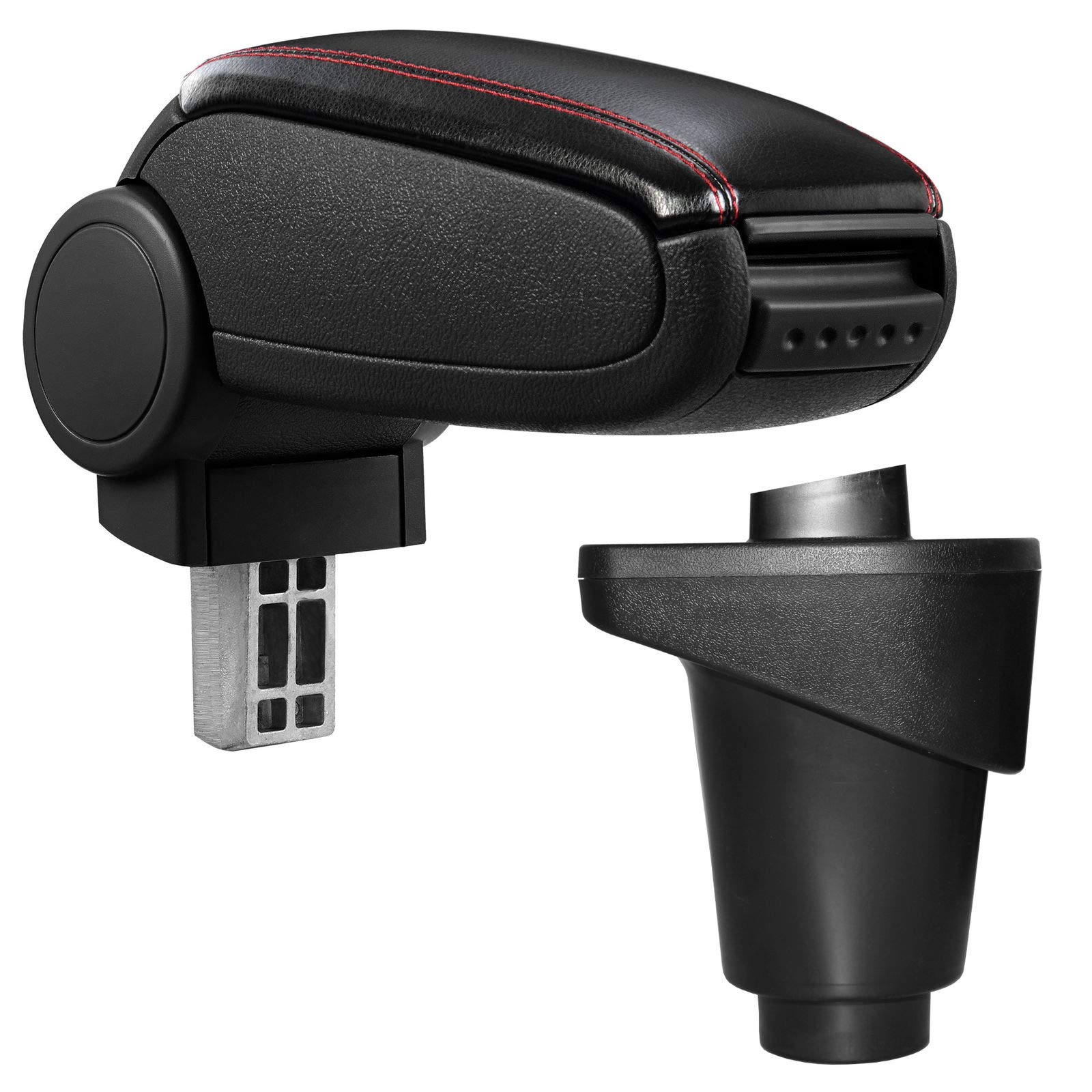Bracciolo Centrale Nero in Similpelle con Cuciture Rosse per Fiat 500L dal 2012 al 2017