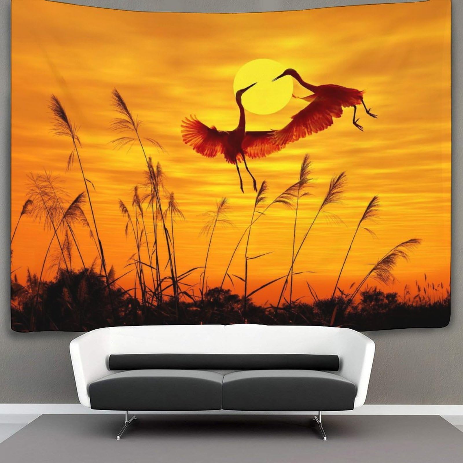 kaiyun Birds Animals Tapestry Wall Hanging Sunset Heron Art for Bedroom Living Room Dorm Decor 180cmx230cm