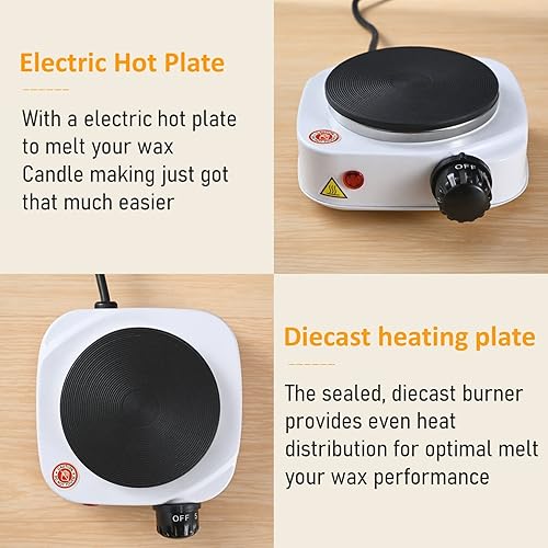 Miniatura 2 de Kit de fabricación de velas para hacer velas de bricolaje, olla de vertido con fundidor de cera, placa caliente eléctrica, placa calentadora de