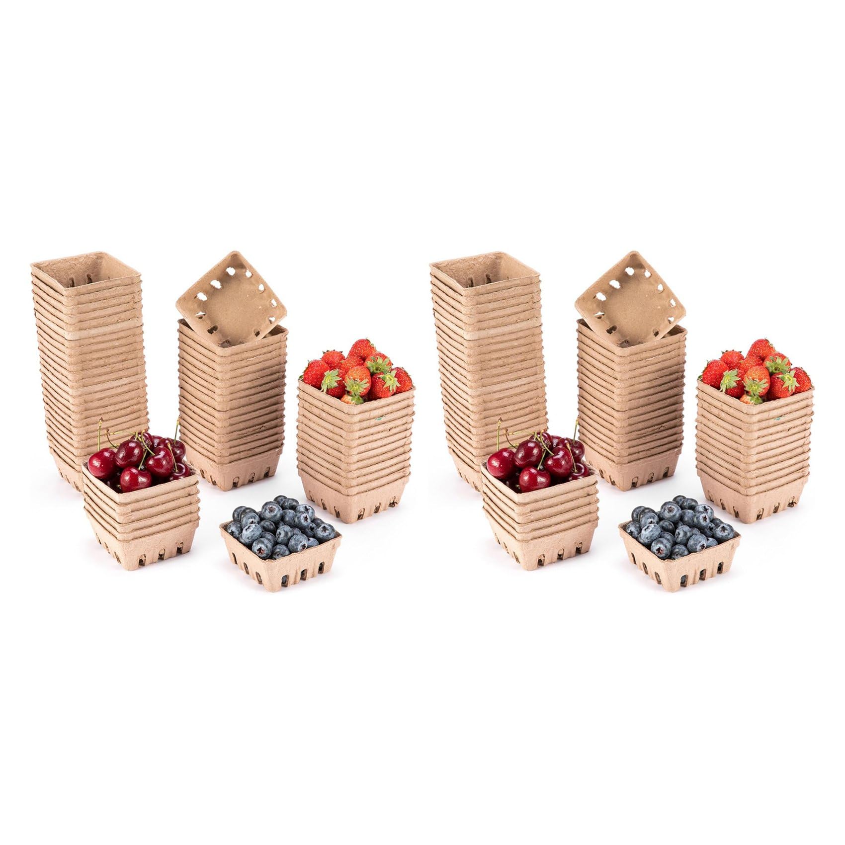 Hndhbfgrt 120 Pack Pulp Fiber Berry Basket, for Strawberry Blueberry Raspberry Grape Cherry, Produce Basket Containers