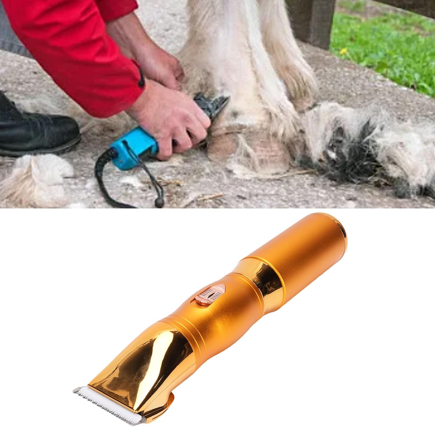 Brrnoo Cordless Horse Clippers, Professional Grooming Kit with 7800mAh Lithium-ion Battery, R-Type Round Cutter, Ergonomic Handle for Horses, Goats, Llamas, Ponies