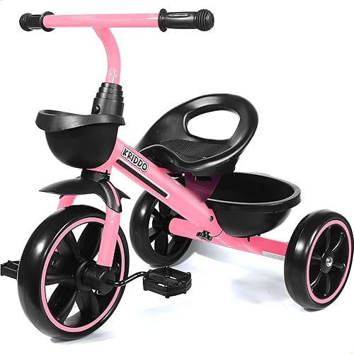 KRIDDO Tricycle for 2-5 Year Olds - Pink Toddler Trike