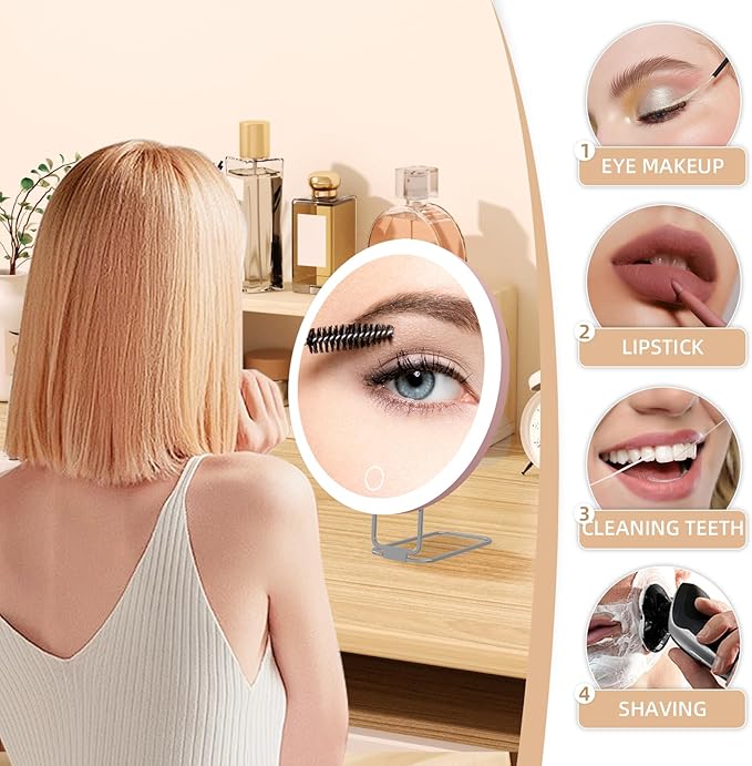 Espejo de Maquillaje 10x con Luz, 6 Pulgadas, Recargable, Incluye Pinzas y Tijeras miniatura 7
