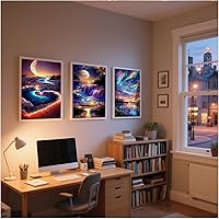 Vista 3 de 12 pk 5D Large Advanced Diamond Art Kits for Adults Multiple Packs DIY Club Round Full Drill Diamond Painting Moon Colorful with Crystal Gem Art