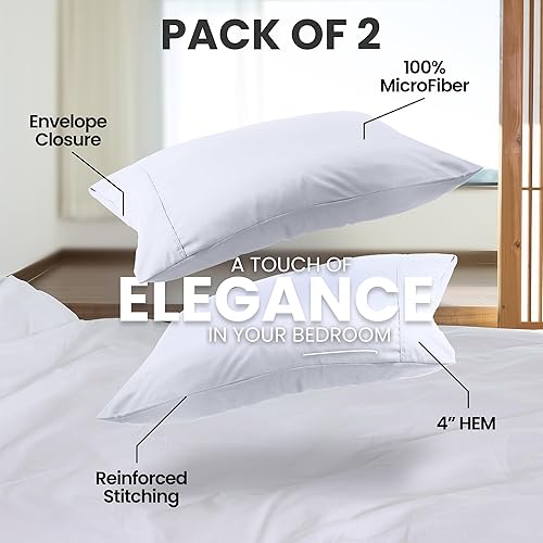 Miniatura 5 de Utopia Bedding Fundas de almohada estándar, paquete de 2, cierre de sobre, tela de microfibra cepillada suave, fundas de almohada resistentes al