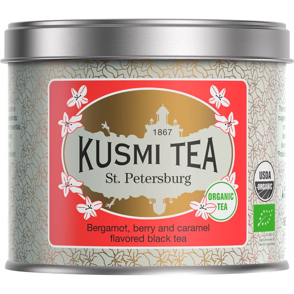 KUSMI TEA Kusumi Tea | St. Petersburg 100g Can (Approximately 40 Cups) | Organic Black Tea Earl Grey