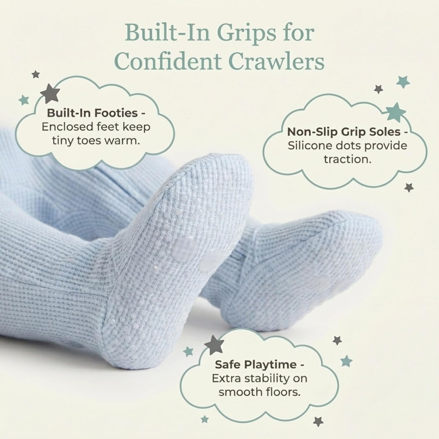 Caden Lane Waffle Zipper Footie | Ice Blue 0-3