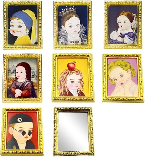 4GlowZ 8 unidsset Fat Girl Series - Marcos de pintura de metal en miniatura, escala 112, accesorios decorativos para escena de muñecas, kit de