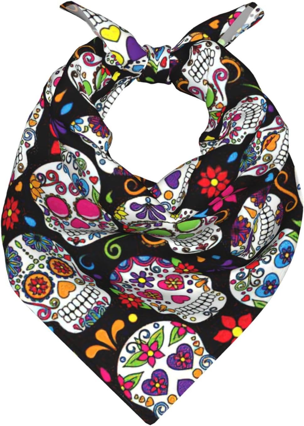 Colorful Flower Skulls Print For Women And Men Head Scarves Hair Bandanas Square Scarf Fashion Accessories Lightweight
