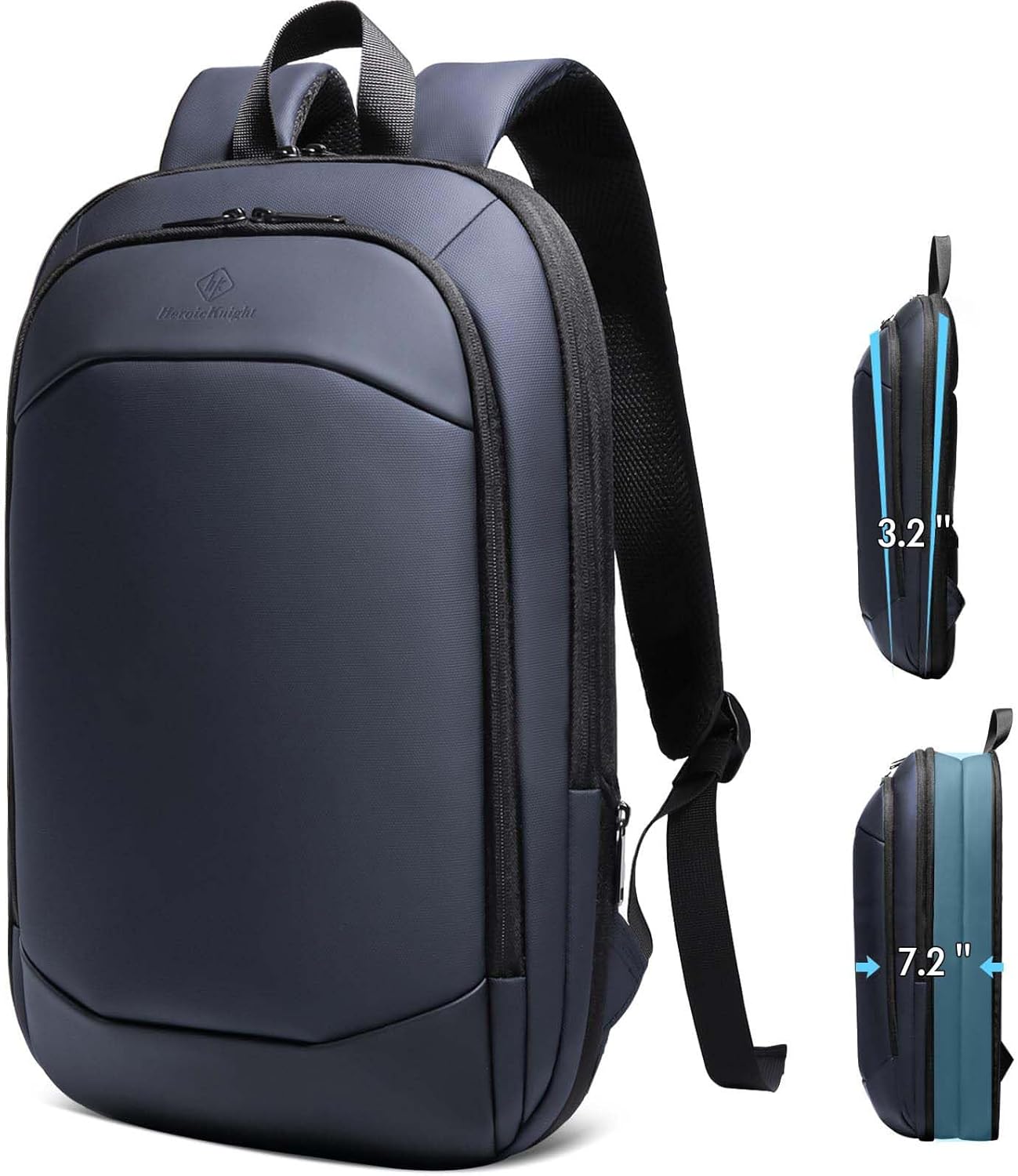 HEROIC KNIGHT reislaptop rugzak, 15,6 inch anti-diefstal zakelijke laptop rugzak met USB-oplaadpoort, lichtgewicht werk daypack waterbestendige computertas voor dames heren, zwart