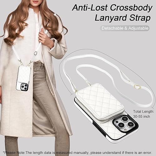 Miniatura 5 de Bocasal Crossbody Wallet Case for iPhone 15 Pro, RFID Blocking PU Leather Zipper Handbag Purse Flip Cover, Kickstand Folio Case with Card Slots