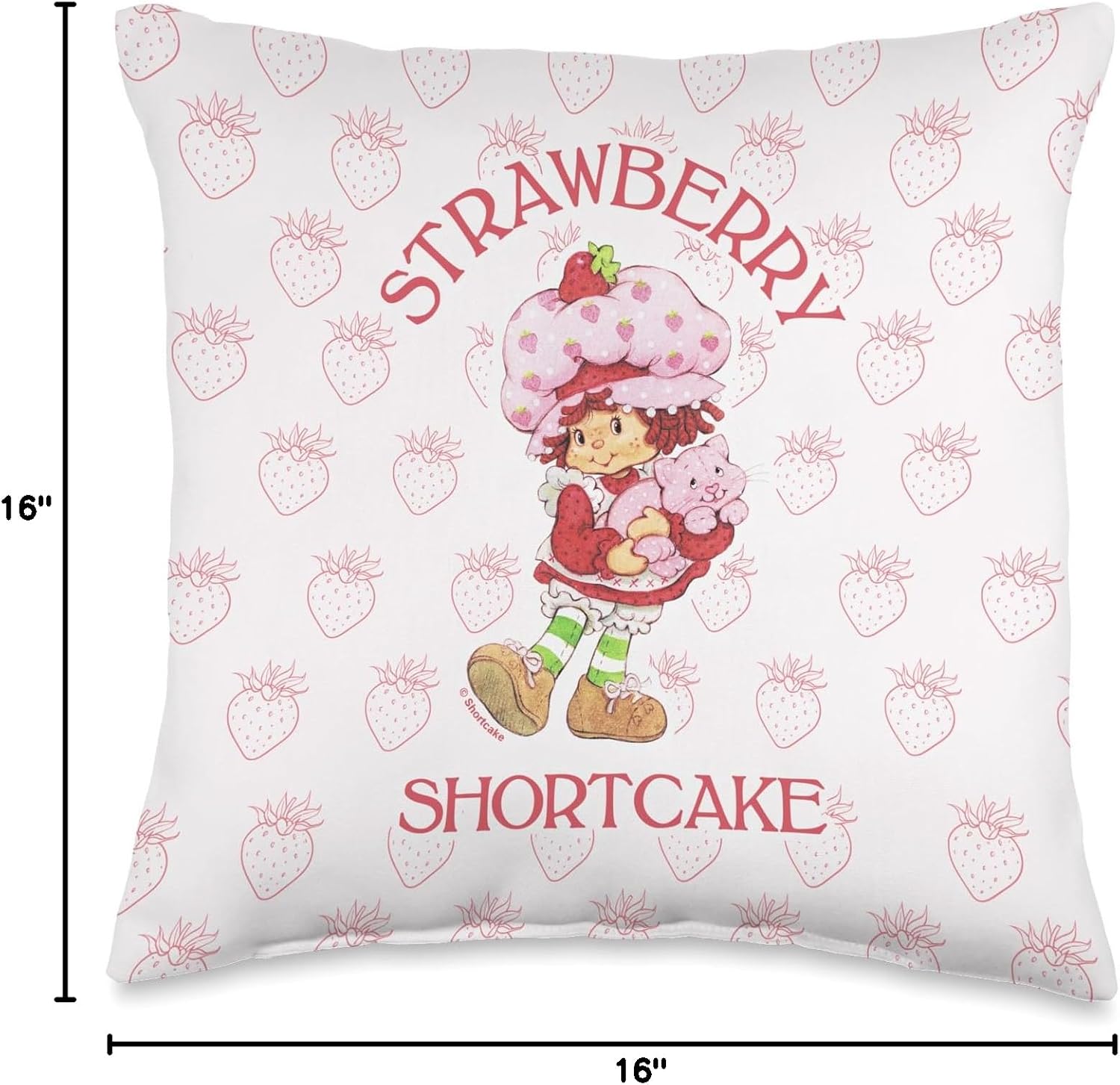 Strawberry Shortcake Cutie Vintage Strawberries Pattern Throw Pillow