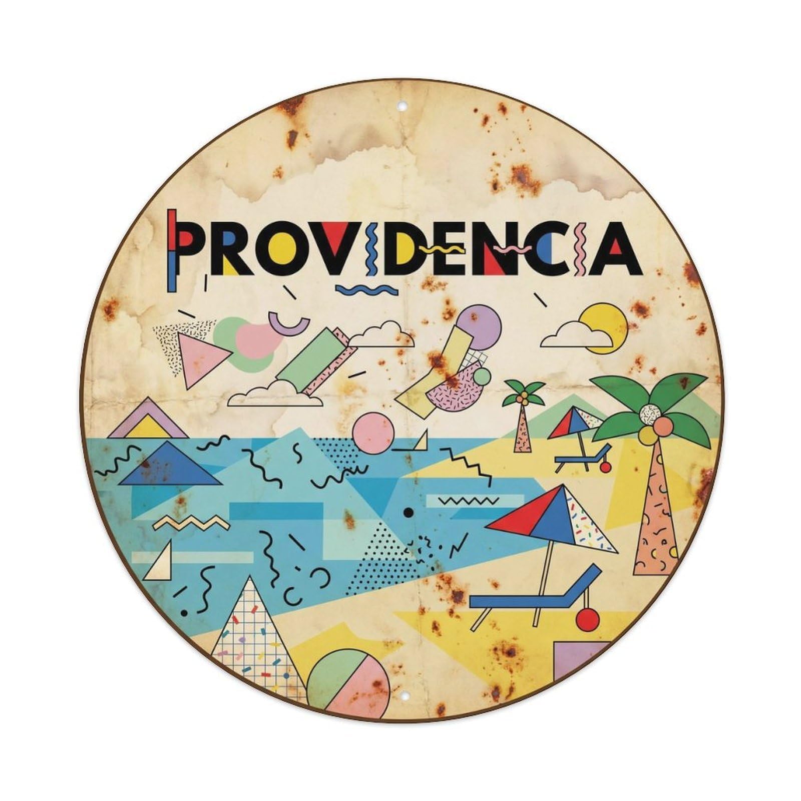 Providencia Island Tropical Coast Geometric Metal Tin Sign